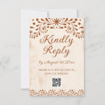 código QR de boda floral de marfil mexicano