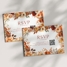 Código QR de Boda Floral Otoñal Elegante Rústico