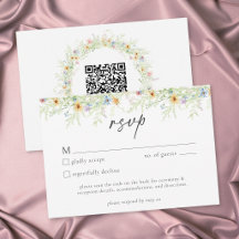Código QR de boda floral rústica de jardín de flor