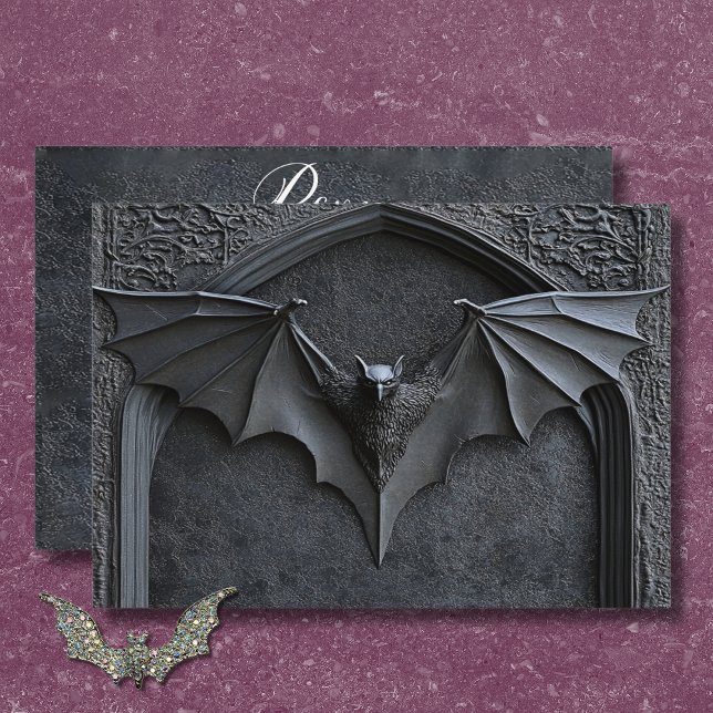 Tarjeta De Confirmación De Asistencia Código QR de Boda gótico de Halloween Black Bat &  (Gothic Halloween Black Bat & Arch Wedding QR Code RSVP Card)