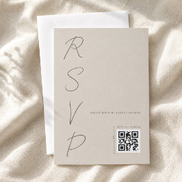 Tarjeta De Confirmación De Asistencia Código QR de boda gris cálido simple