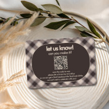 Código QR de boda informal de cuadros marrones ret