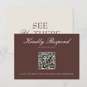 Tarjeta De Confirmación De Asistencia Código QR de boda marrón chocolate clásico dinero 