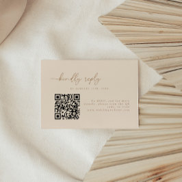 Tarjeta De Confirmación De Asistencia Código QR de Boda Minimalista Beige