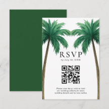 Código QR de Boda Minimalista de Palmeras Tropical