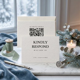 Tarjeta De Confirmación De Asistencia Código QR de boda minimalista editorial de inviern