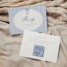 Código QR de boda minimalista elegante con raya az