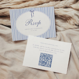 Tarjeta De Confirmación De Asistencia Código QR de boda minimalista elegante con raya az