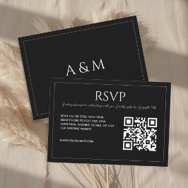 Tarjeta De Confirmación De Asistencia Código QR de boda minimalista moderno en blanco y