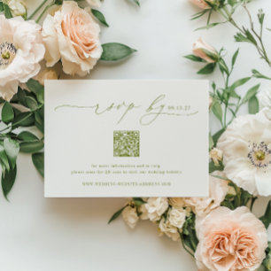 Tarjeta De Confirmación De Asistencia Código QR de boda minimalista ROWAN
