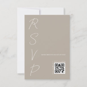 Tarjeta De Confirmación De Asistencia Código QR de boda neutral moderno