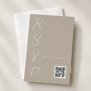 Tarjeta De Confirmación De Asistencia Código QR de boda neutral moderno