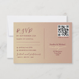 Tarjeta De Confirmación De Asistencia Código QR de Boda Romántica de Doble Función
