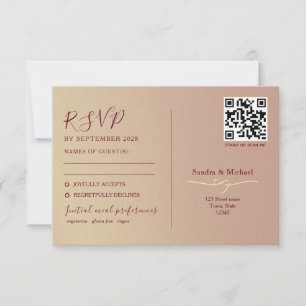 Tarjeta De Confirmación De Asistencia Código QR de Boda Romántica de Doble Función