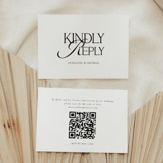 Tarjeta De Confirmación De Asistencia Código QR de boda "Se ruega responder" con letra m