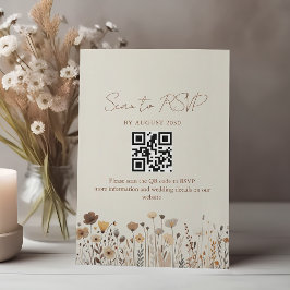 Tarjeta De Confirmación De Asistencia Código QR de Boda Terracota Boho