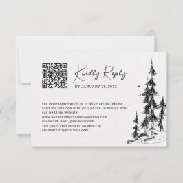 Tarjeta De Confirmación De Asistencia Código QR de bosque de montaña en línea