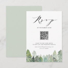 Tarjeta De Confirmación De Asistencia Código QR de Bosque de Siempreverdes Nevado Boda d