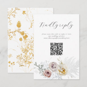 Tarjeta De Confirmación De Asistencia Código QR de caligrafía floral delgada de la sangr