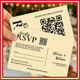 Tarjeta De Confirmación De Asistencia Código QR de Confirmación de Boda Amarillo Mantequ