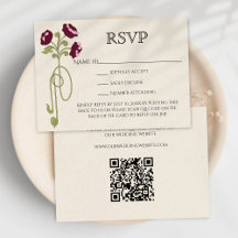 Código QR de flores rosadas de Burdeos Art Nouveau