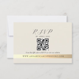 Tarjeta De Confirmación De Asistencia Código QR de Foto de Boda en Marfil