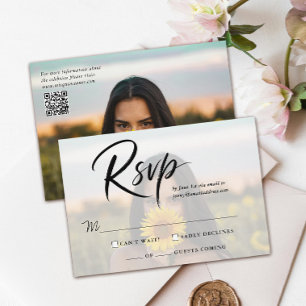 Tarjeta De Confirmación De Asistencia Código QR de foto de Quinceañera simple y letra mo