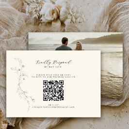 Tarjeta De Confirmación De Asistencia Código QR de foto floral minimalista rústica simpl