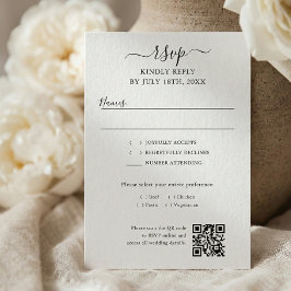 Tarjeta De Confirmación De Asistencia Código QR de guión Boda moderna