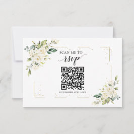Tarjeta De Confirmación De Asistencia Código QR de la Floral blanca Añadir tu Boda de UR