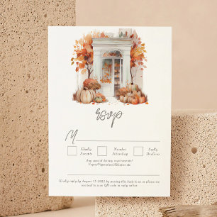 Tarjeta De Confirmación De Asistencia Código QR de la puerta delantera blanca del Boda d