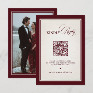 Tarjeta De Confirmación De Asistencia Código QR de lujo burgundy formal moderno dinero a