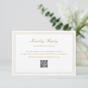 Tarjeta De Confirmación De Asistencia Código QR de oro tradicional Boda sin tiempo