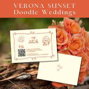 Tarjeta De Confirmación De Asistencia Código QR de puesta de sol de Verona dibujado a ma