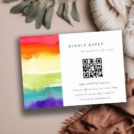 Tarjeta De Confirmación De Asistencia Código QR del Boda arcoiris del orgullo colorido m