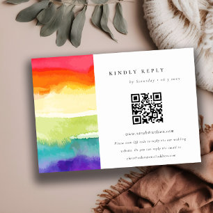 Tarjeta De Confirmación De Asistencia Código QR del Boda arcoiris del orgullo colorido m