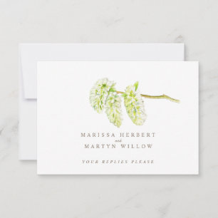 Tarjeta De Confirmación De Asistencia Código QR del boda de acuarela de Green Catkins
