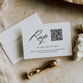 Tarjeta De Confirmación De Asistencia Código QR del Boda de caligrafía Minimalista moder