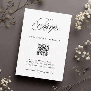 Tarjeta De Confirmación De Asistencia Código QR del Boda de caligrafía romántica