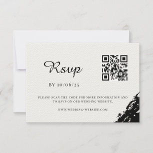 Tarjeta De Confirmación De Asistencia Código QR del Boda de color de agua negro