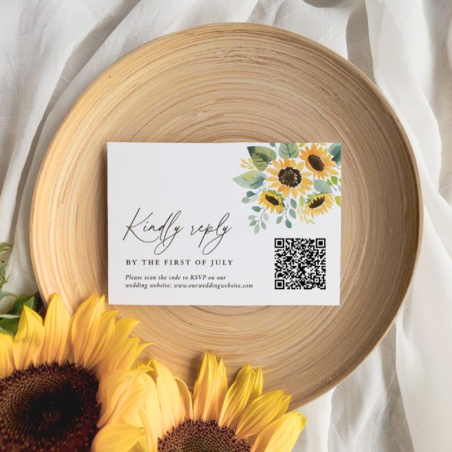 Tarjeta De Confirmación De Asistencia Código QR del Boda de girasol ruso (Subido por el creador)