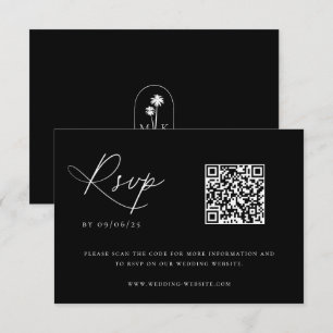 Tarjeta De Confirmación De Asistencia Código QR del Boda de Moda costera contemporánea