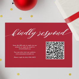 Tarjeta De Confirmación De Asistencia Código QR del Boda de Navidades rojos