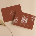 Tarjeta De Confirmación De Asistencia Código QR del Boda de Terracota Floral minimalista<br><div class="desc">Tarjeta RSVP de código QR del Boda de Terracota Floral minimalista. Monograma detrás.</div>