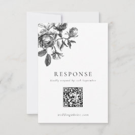 Tarjeta De Confirmación De Asistencia Código QR del Boda de toallas florales en blanco y