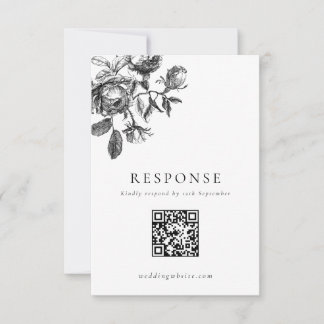 Tarjeta De Confirmación De Asistencia Código QR del Boda de toallas florales en blanco y