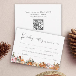 Tarjeta De Confirmación De Asistencia Código QR del Boda de vacaciones Boho