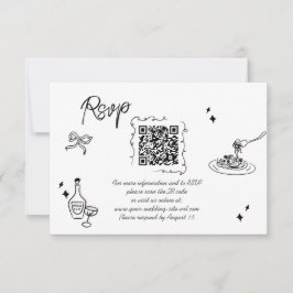 Tarjeta De Confirmación De Asistencia Código QR del Boda del guión de dibujos animados d