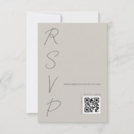 Tarjeta De Confirmación De Asistencia Código QR del Boda gris cálido simple