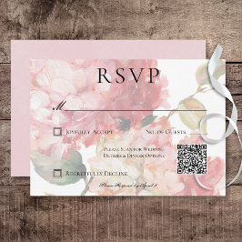 Tarjeta De Confirmación De Asistencia Código QR del Boda hidránico de Rubor rosa moderno
